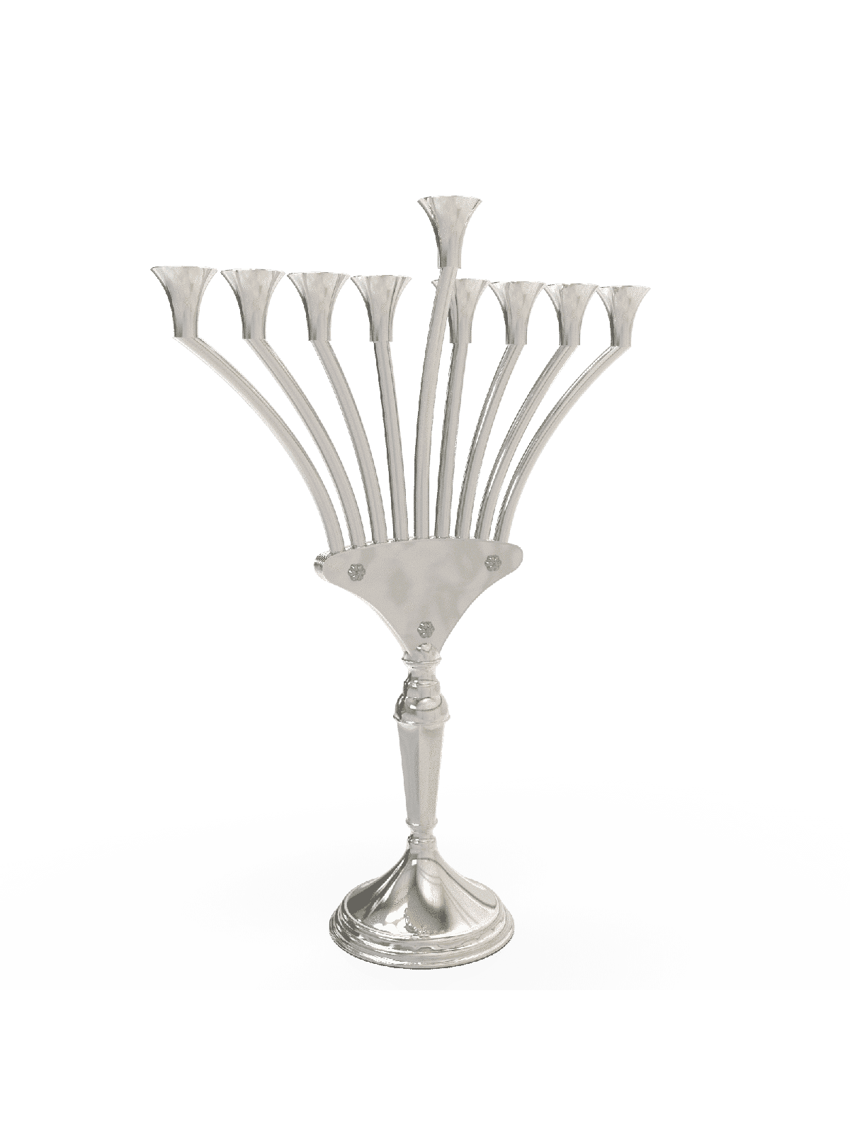 חנוכייה עם זרועות מעוקלות ונרות בצורת פתוח , חנוכה מודרני מ